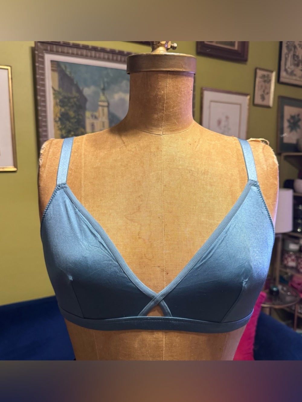 Teal satin Bralette